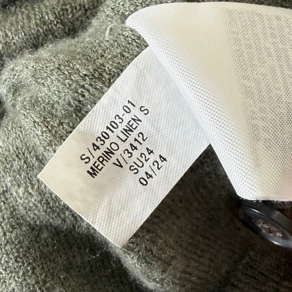 Banana Republic Lightweight Merino-Linen Henley Shirt Olive Green Men's L Tall